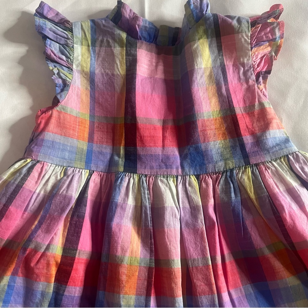 Baby Gap Pink Plaid Sleeveless Cotton Ruffle Dress Sz 12/18 Months - Picture 5 of 6